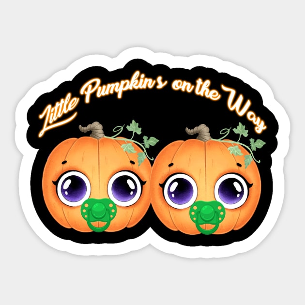 Little Pumpkins on the Way- Twins Pregnancy Sticker by WalkingMombieDesign